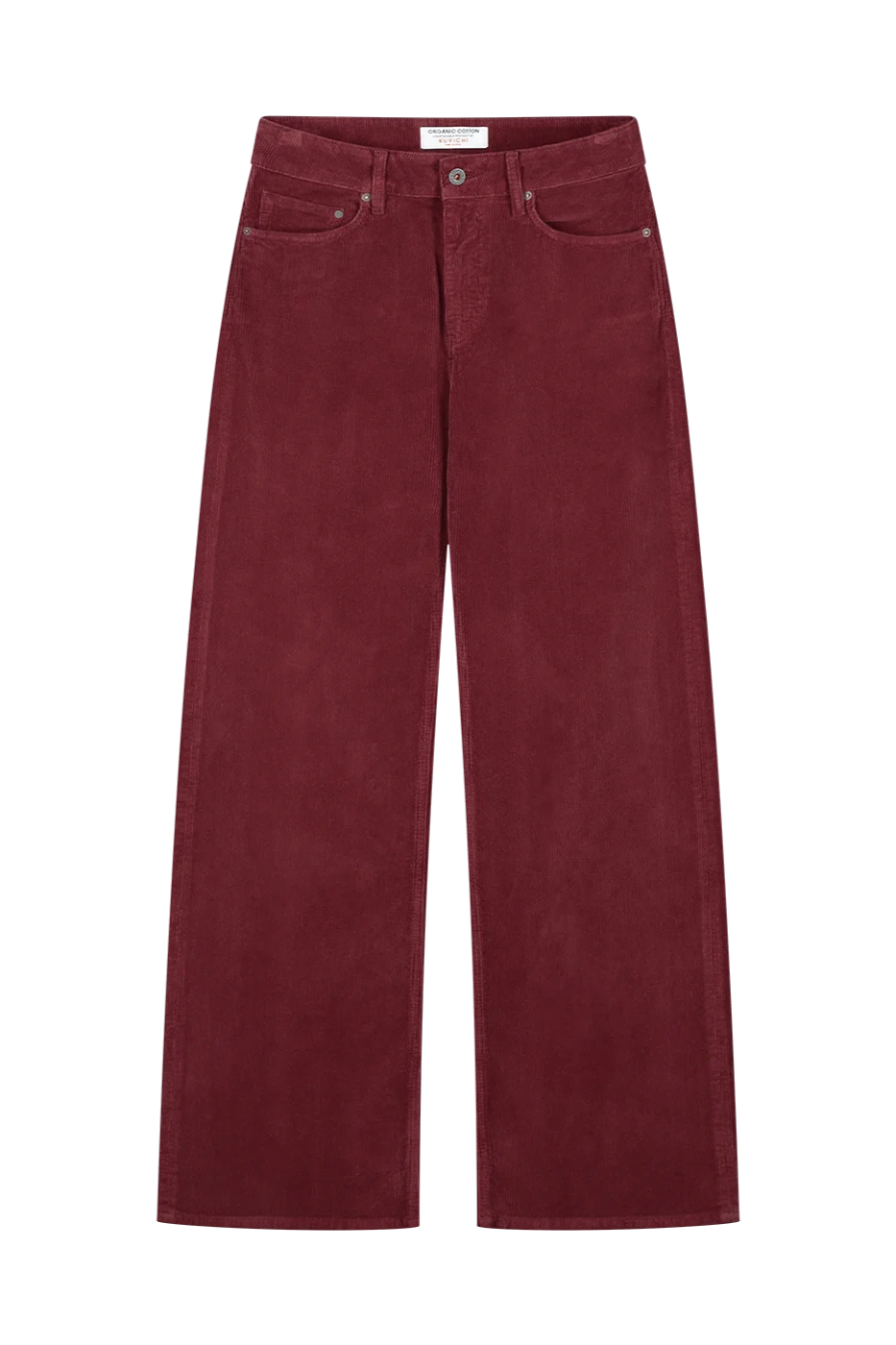 Image of Kuyichi dames vegan Broek Harper Loose Flare Corduroy Burgundy